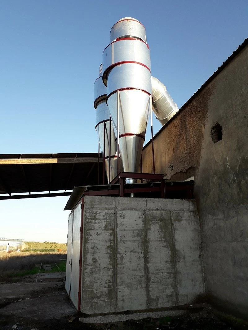 Ciclones con descarga a silo de construcción