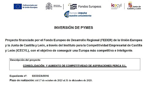 INVERSIÓN DE PYMES: CONSOLIDACIÓN Y AUMENTO DE COMPETITIVIDAD DE ASPIRACIONES PERCA S.L.