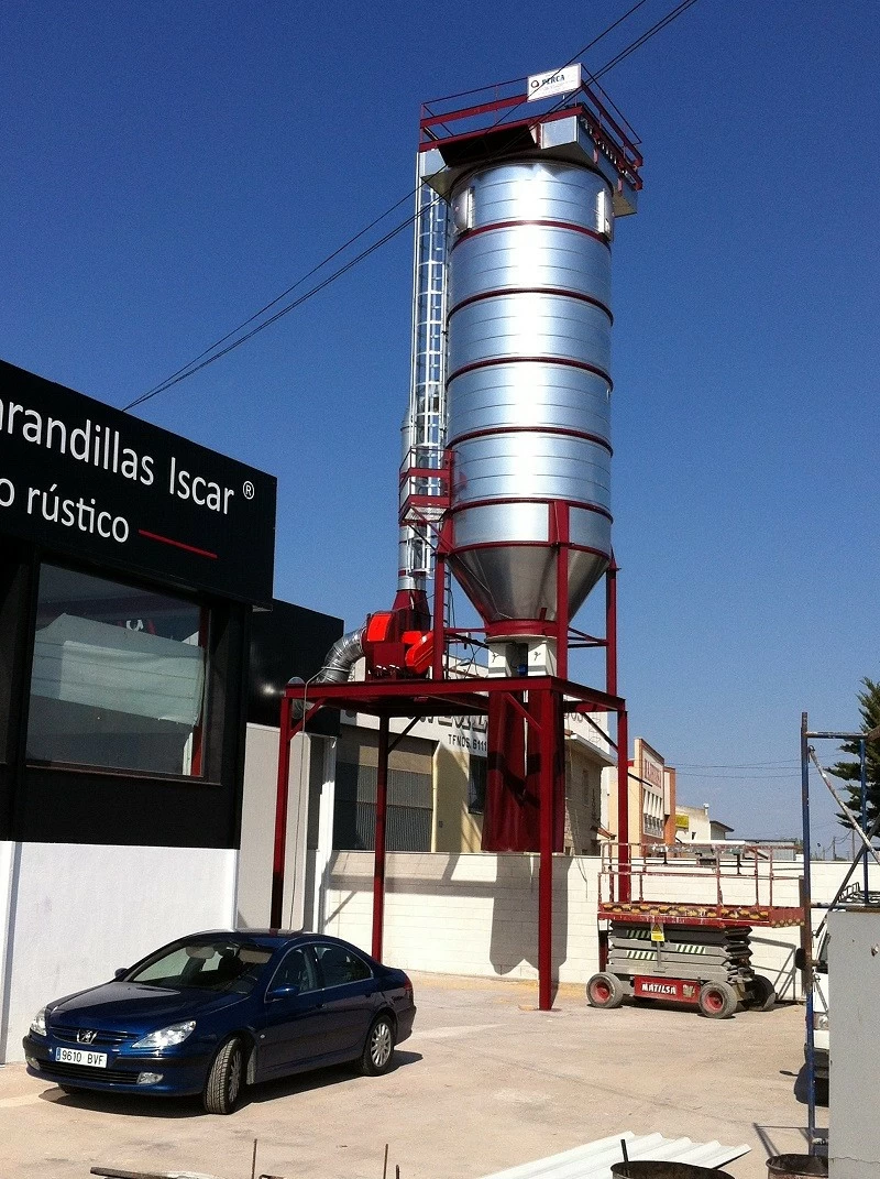 Silo-filtro con limpieza automática de mangas por aire comprimido