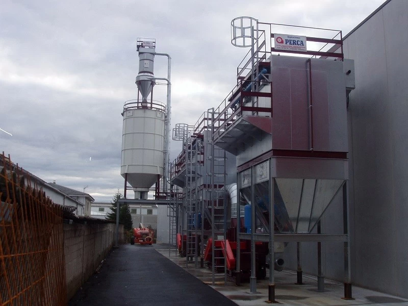 Filtro microjet para transporte neumático de residuos y descarga a silo metálico